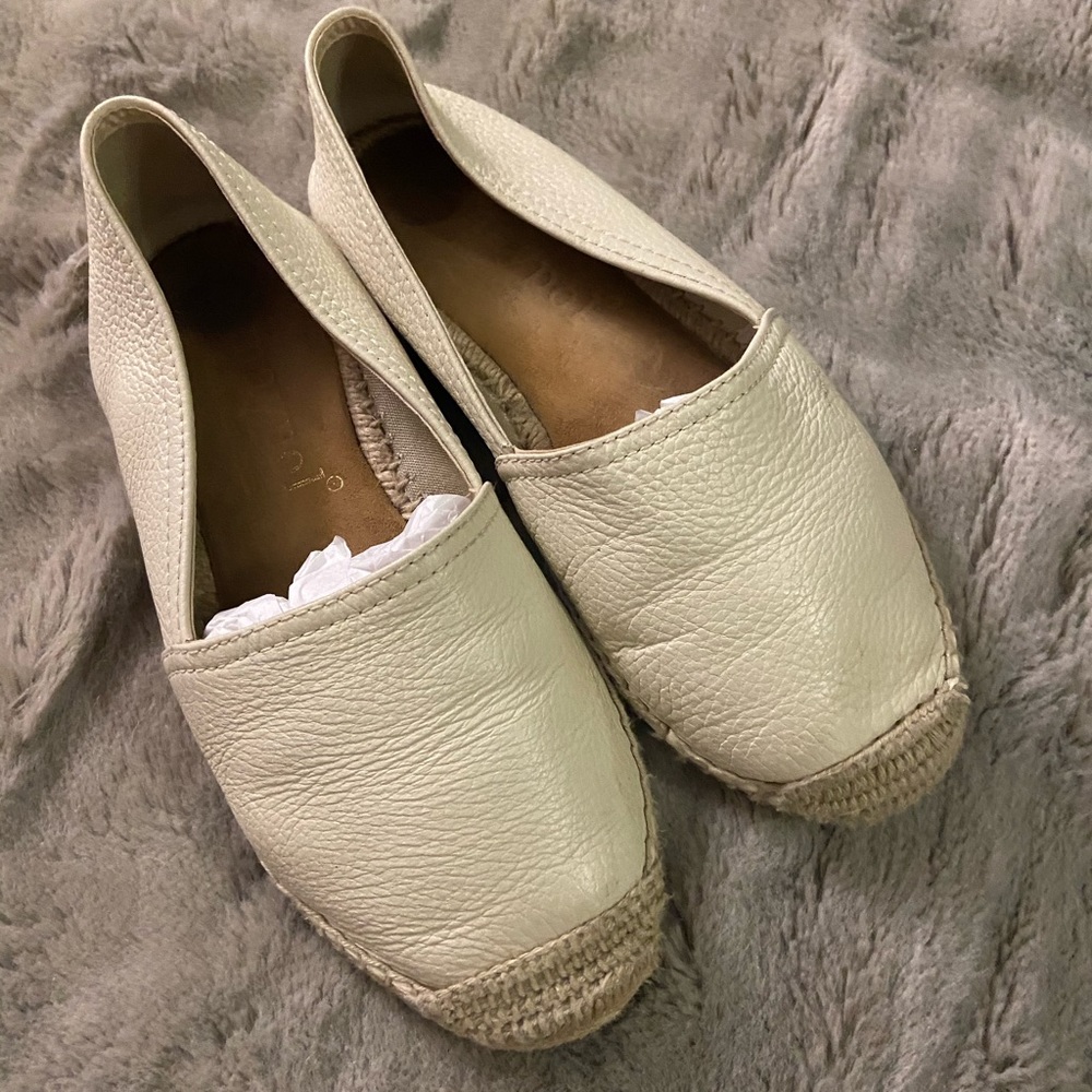Beige Leather Espadrilles Italian